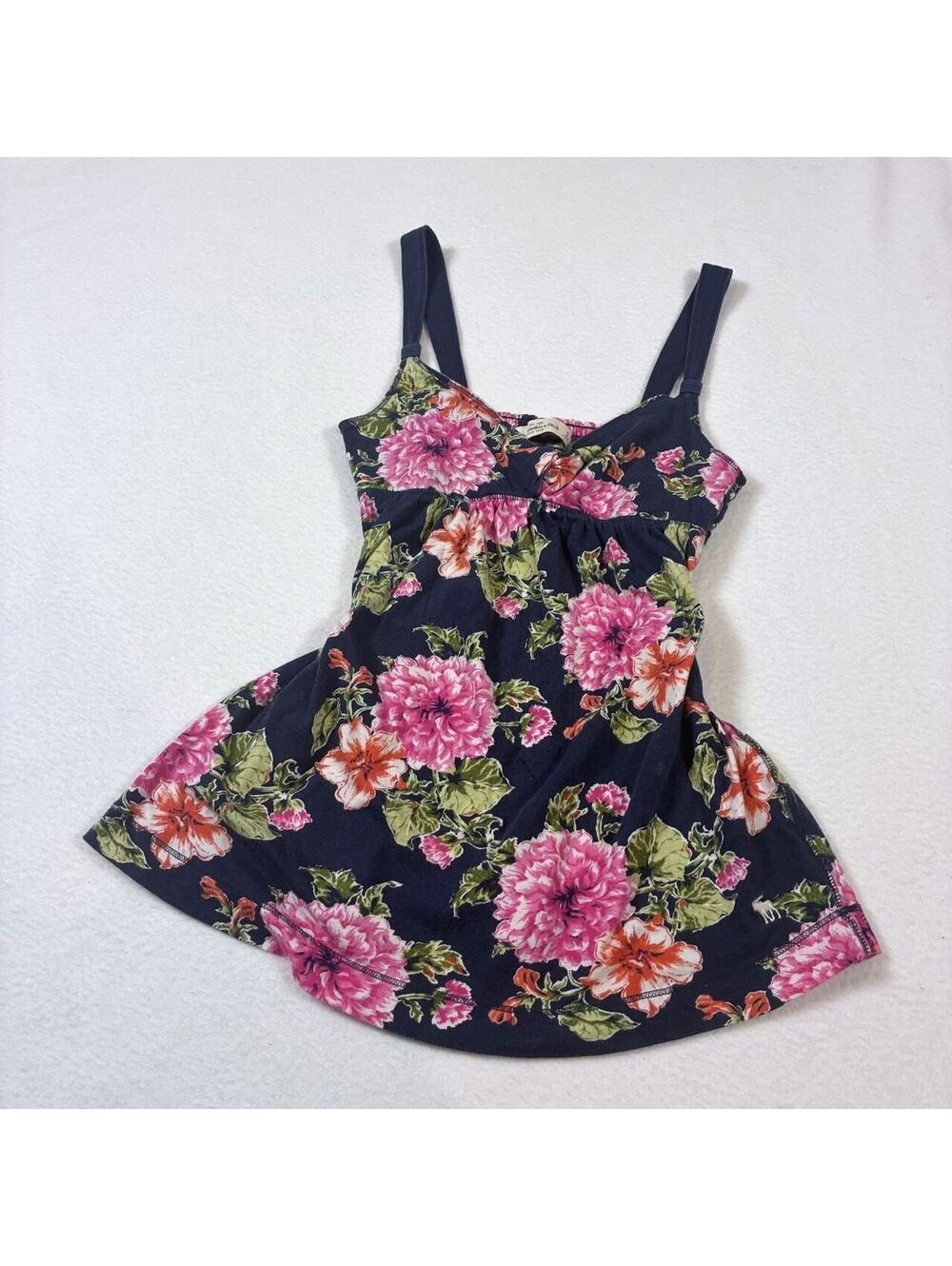 Abercrombie & Fitch Womens pink and navy blue floral babydoll top size small/xs!